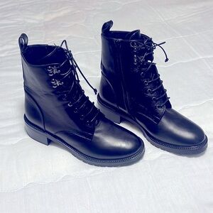NEW!  Napoleoni Leather moto combat boots. Made in Italy. W/side zipper.